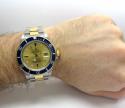 Rolex submariner stainless steel & 18k gold champagne serti diamond dial 40mm watch 16613 