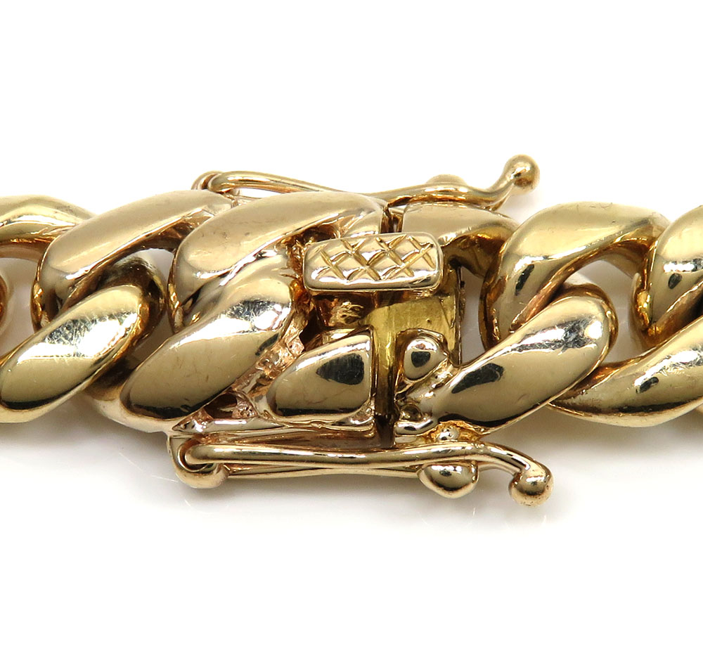 14k yellow gold solid miami link chain 26-30