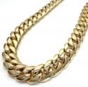 14k yellow gold solid miami link chain 26-30