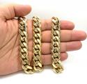 14k yellow gold solid miami link chain 26-30
