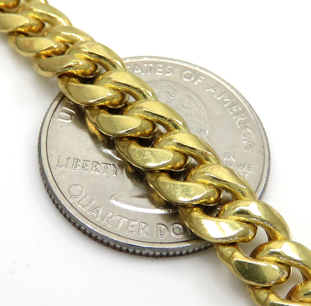 10k yellow gold medium hollow puffed miami bracelet 8.50 inch 7.50mm