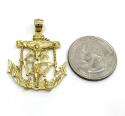 14k solid yellow gold anchor jesus pendant