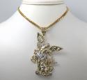 10k two tone gold large angel v demon saint michaels pendant 