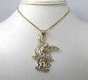 10k two tone gold medium angel v demon saint michaels pendant
