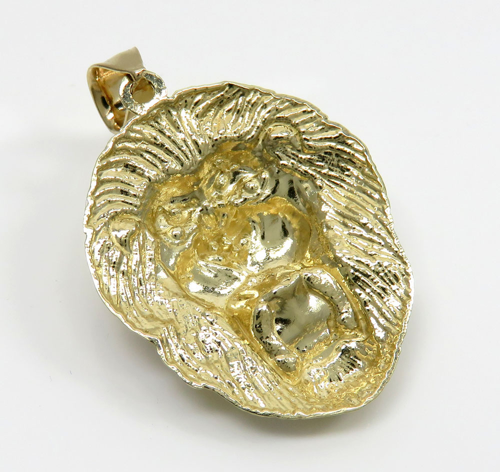 10k two tone gold medium 3d lion head pendant