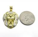 10k two tone gold medium 3d lion head pendant