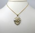 10k two tone gold medium 3d lion head pendant