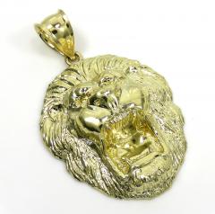 10k two tone gold medium 3d lion head pendant