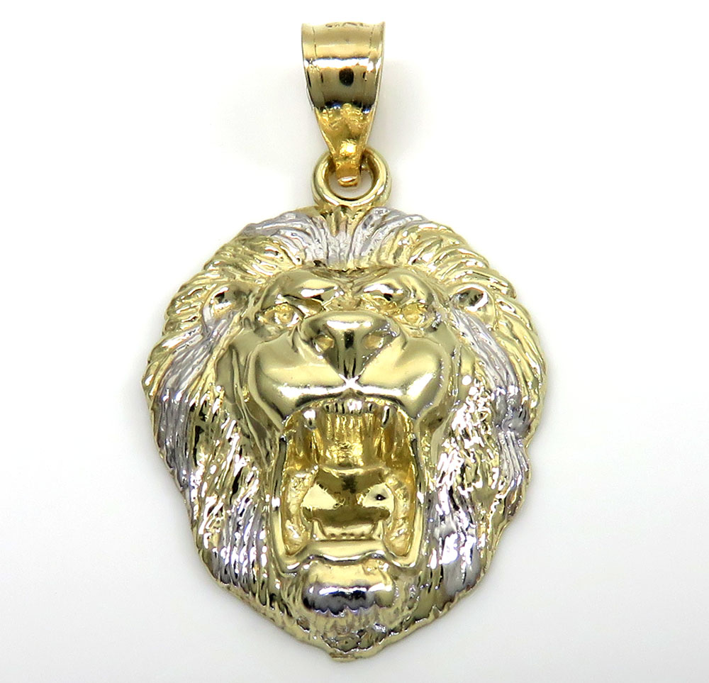 10k gold mini 3d lion head open back pendant