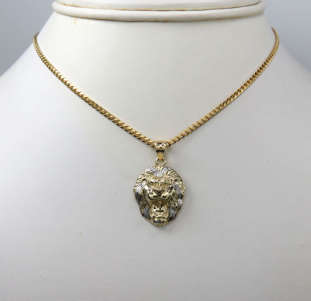 10k gold mini 3d lion head open back pendant