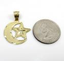 10k yellow gold islam crescent moon and star religious pendant