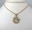 10k yellow gold islam crescent moon and star religious pendant