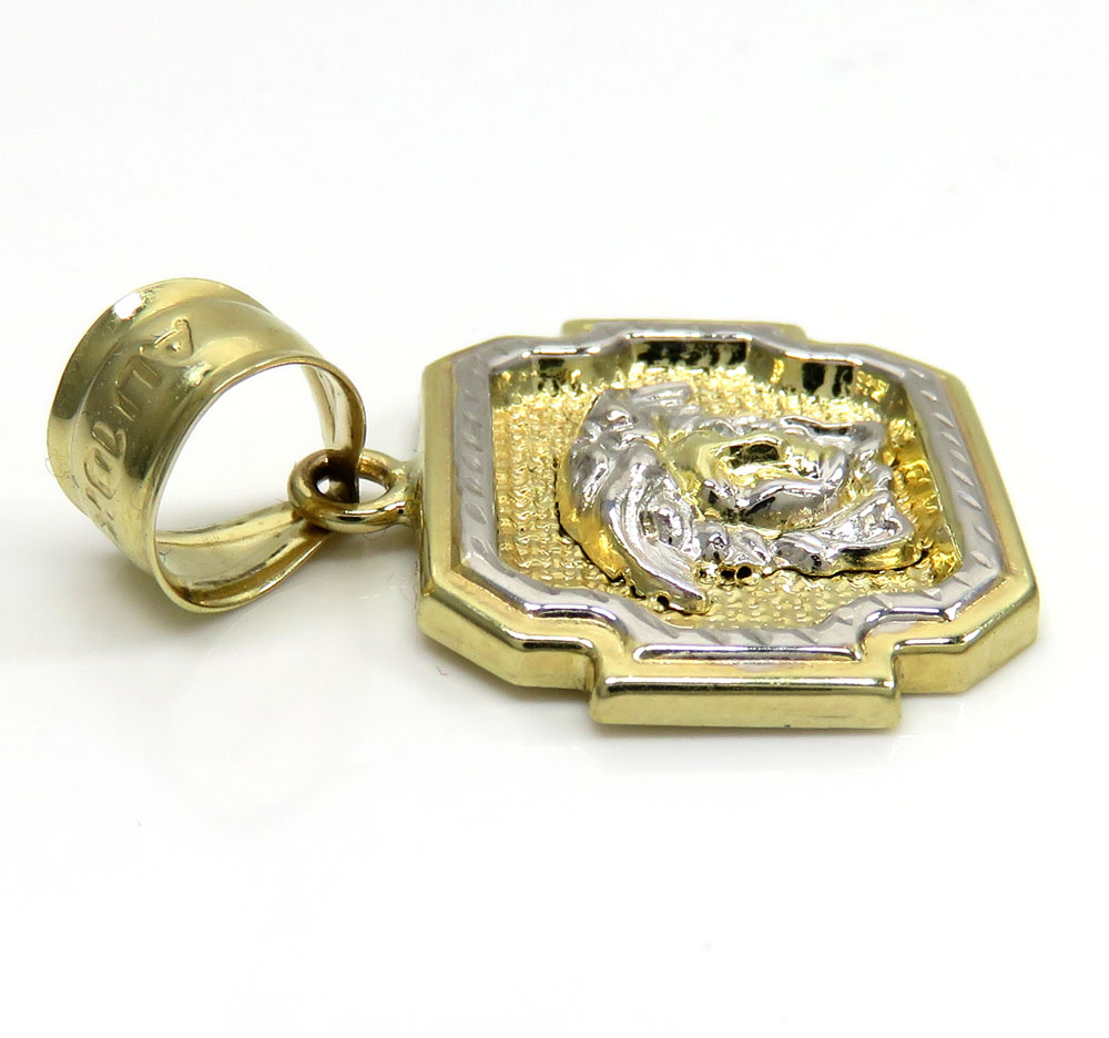 10k yellow gold boxed halo medusa head pendant - Image 3