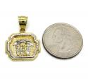 10k yellow gold boxed halo medusa head pendant 