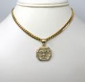10k yellow gold boxed halo medusa head pendant 