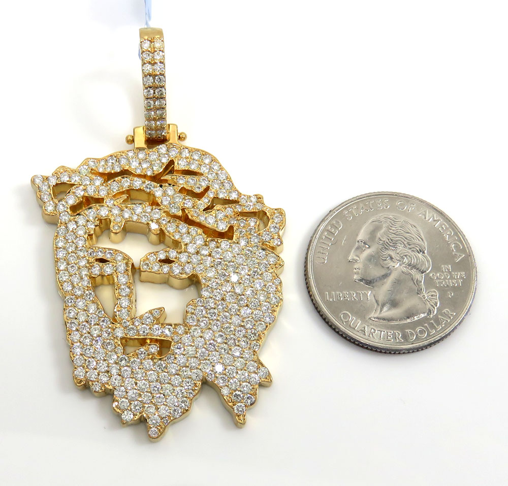 14k yellow gold diamond stencil extra large jesus piece 4.76ct