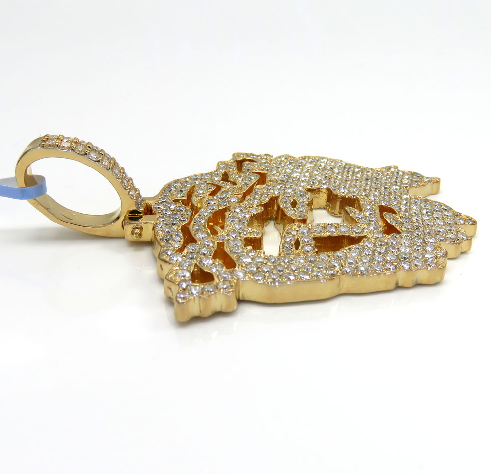 14k yellow gold diamond stencil extra large jesus piece 4.76ct - Image 3