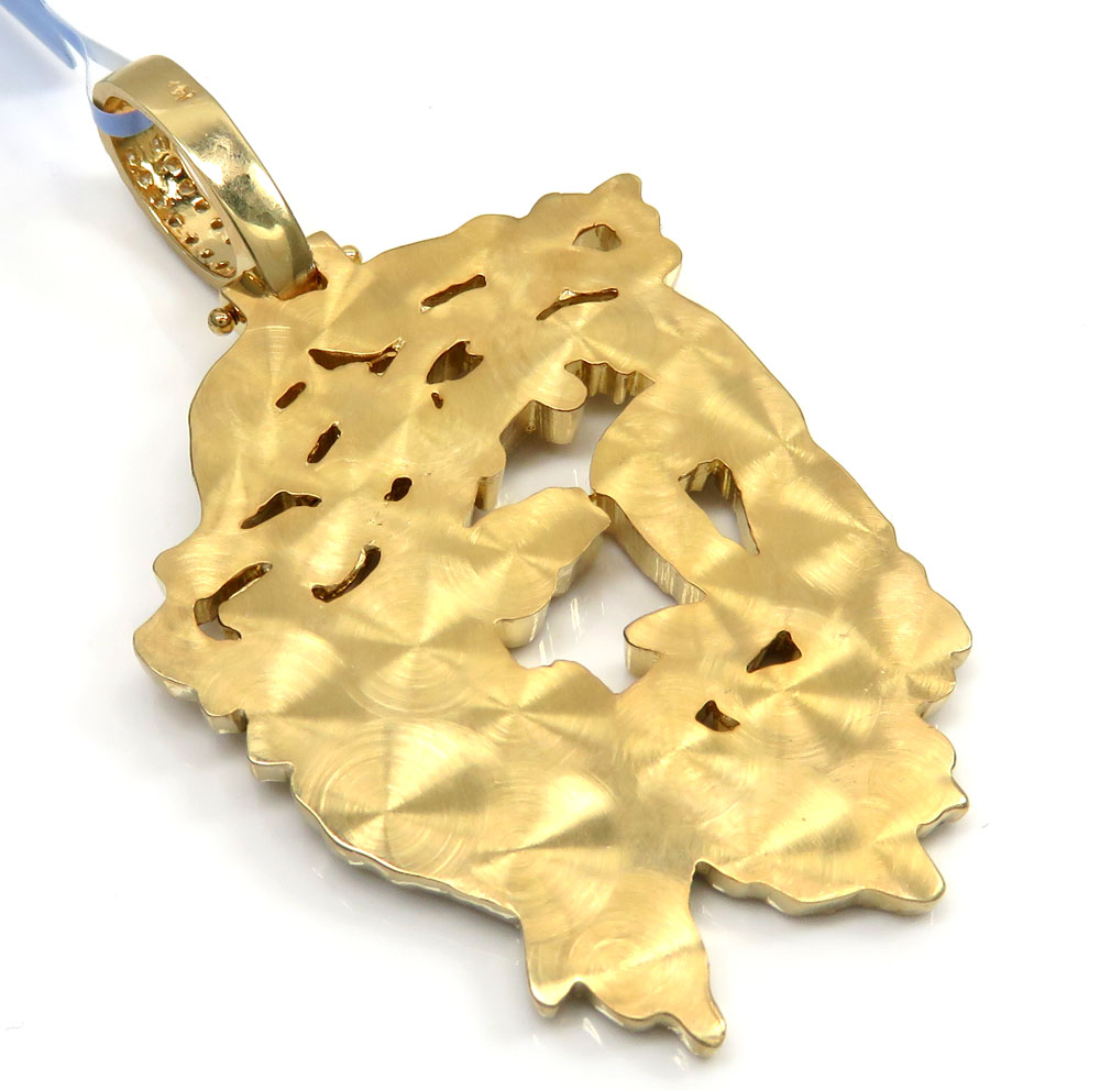 14k yellow gold diamond stencil extra large jesus piece 4.76ct