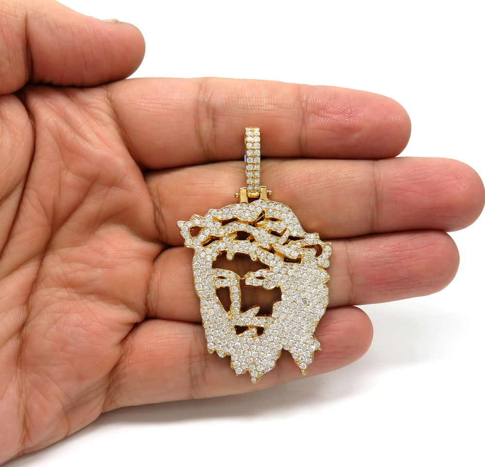 14k yellow gold diamond stencil extra large jesus piece 4.76ct - Image 5