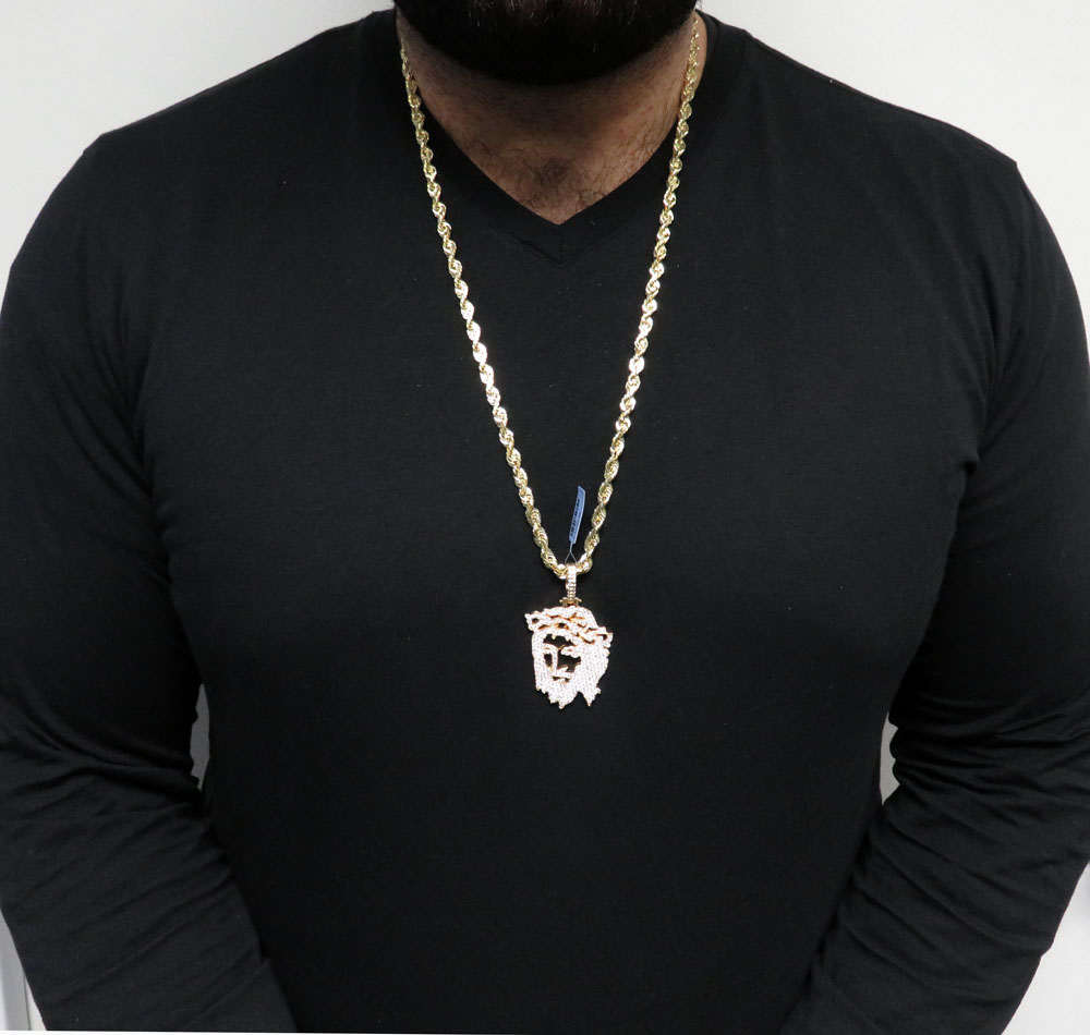 14k yellow gold diamond stencil extra large jesus piece 4.76ct