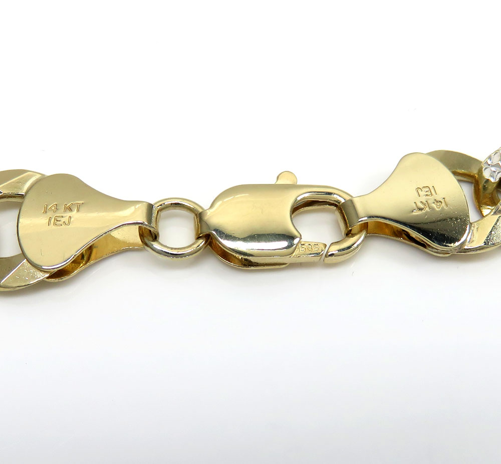 14k yellow gold diamond cut cuban id bracelet 8.75 inch 11.30mm 