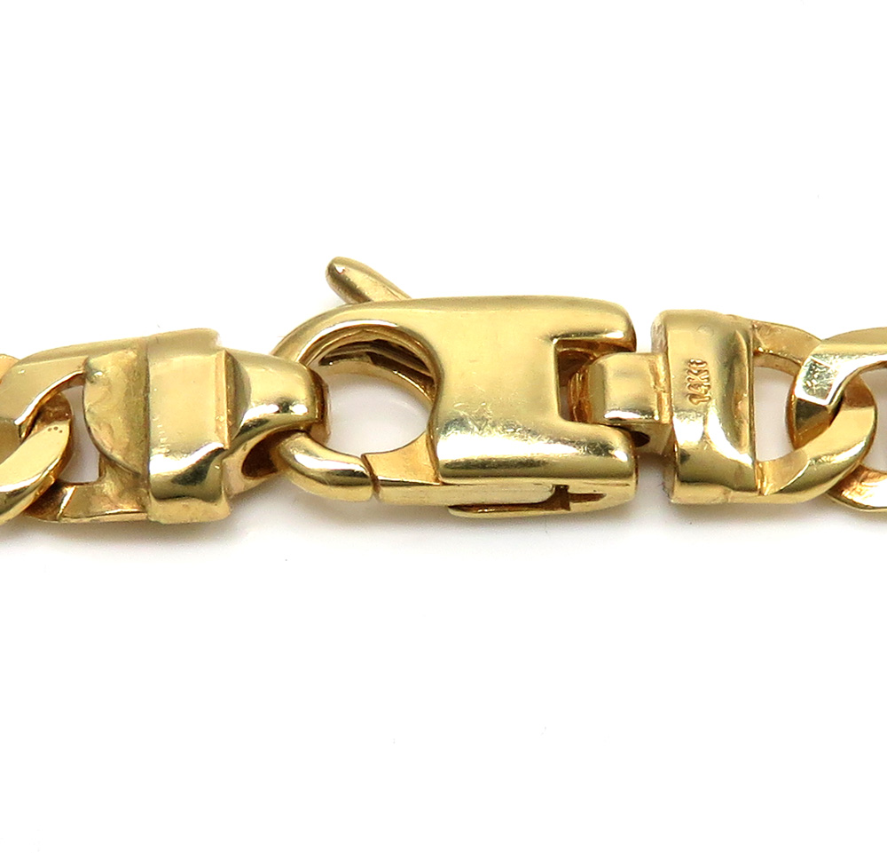 14k yellow gold solid tiger eye link bracelet 8.50 inches 6mm - Image 4