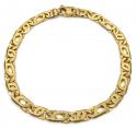 14k yellow gold solid tiger eye link bracelet 8.50 inches 6mm