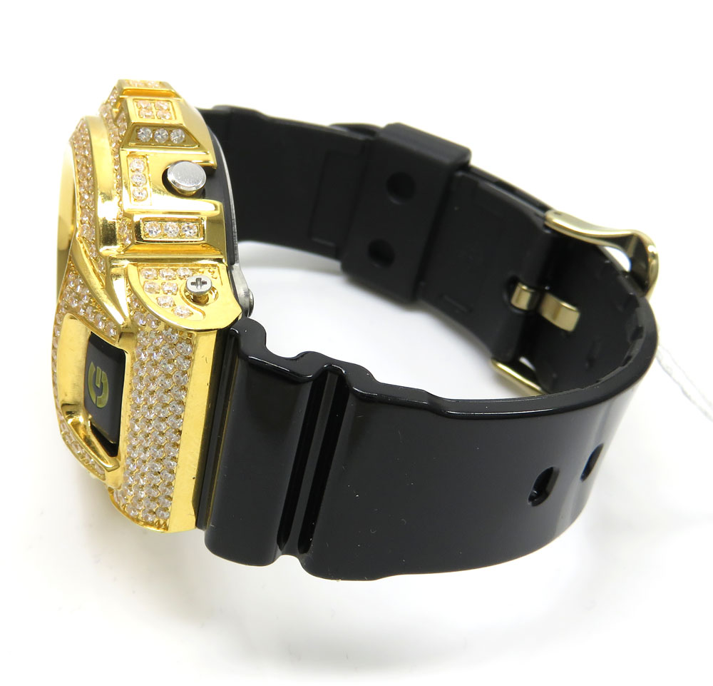 Mens white cz dw-6900 yellow stainless steel g-shock watch 5.00ct - Image 3