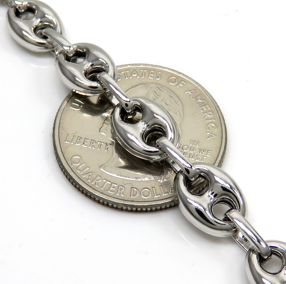 .925 white sterling silver puff gucci link chain 20-30 inch 8mm - Image 2