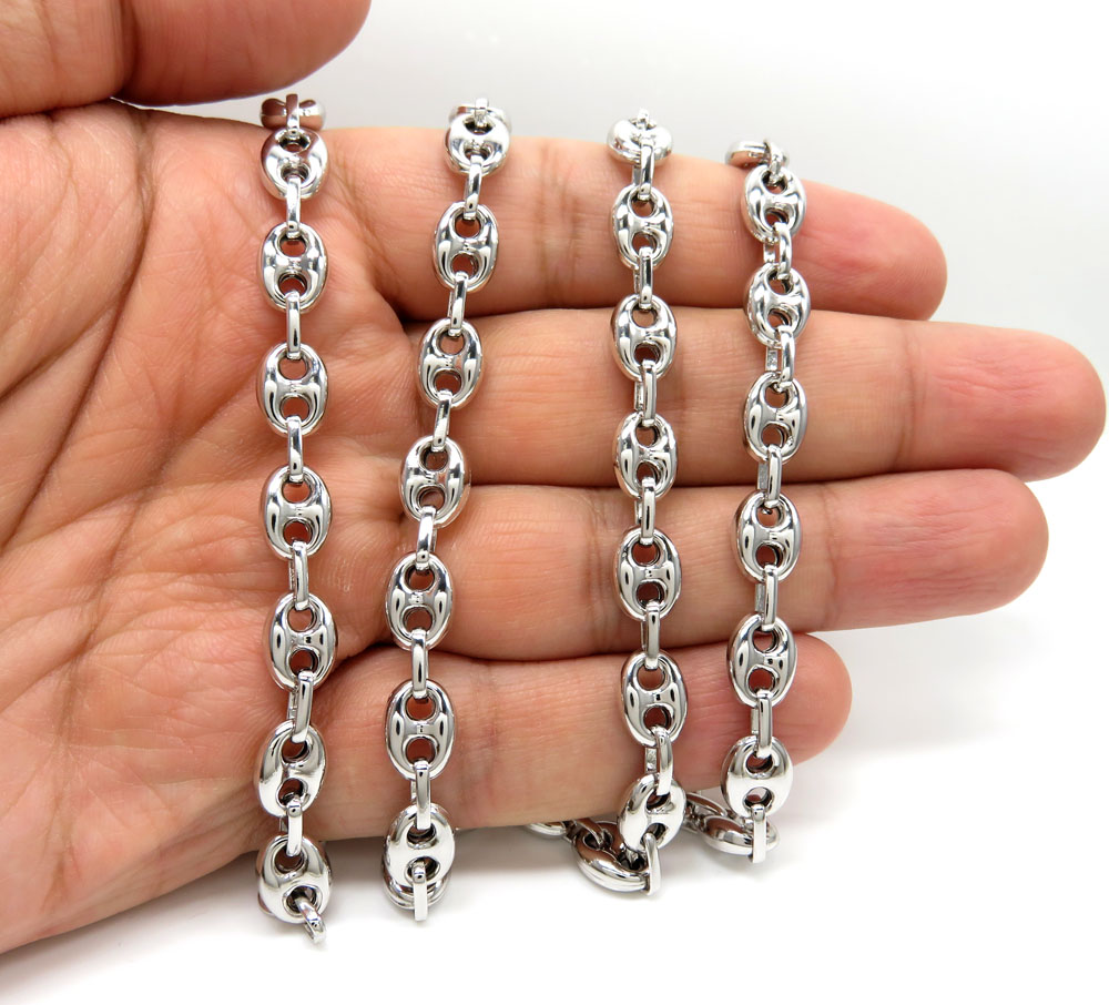 .925 white sterling silver puff gucci link chain 20-30 inch 8mm - Image 4