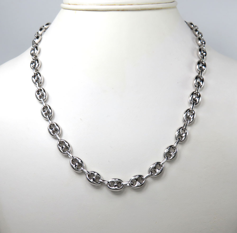 .925 white sterling silver puff gucci link chain 20-30 inch 8mm - Image 5