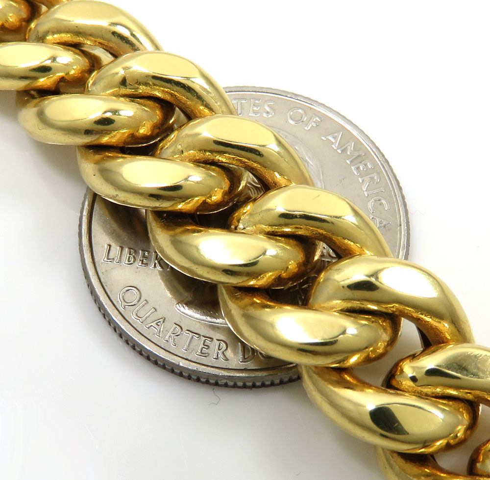 10k yellow gold hollow miami bracelet 8.5 inch 12.20mm - Image 2