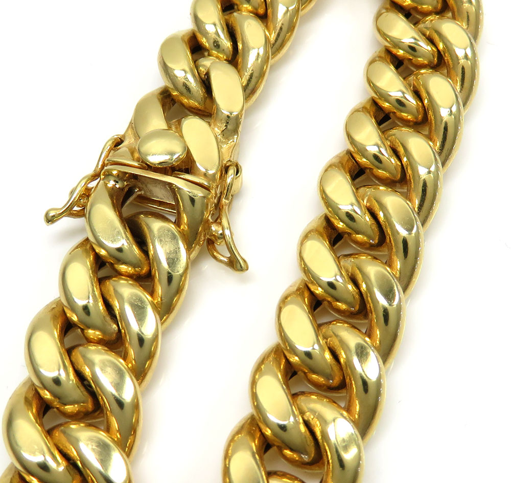 10k yellow gold hollow miami bracelet 8.5 inch 12.20mm