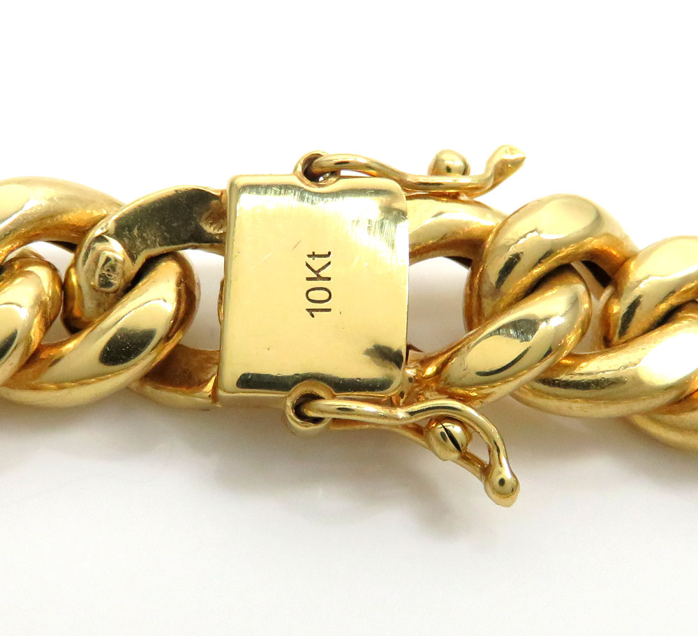 10k yellow gold hollow miami bracelet 8.5 inch 12.20mm - Image 5