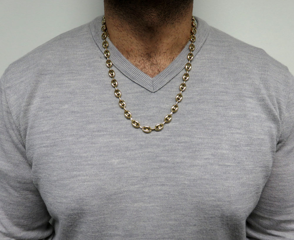 10k yellow gold hollow gucci link chain 22-30