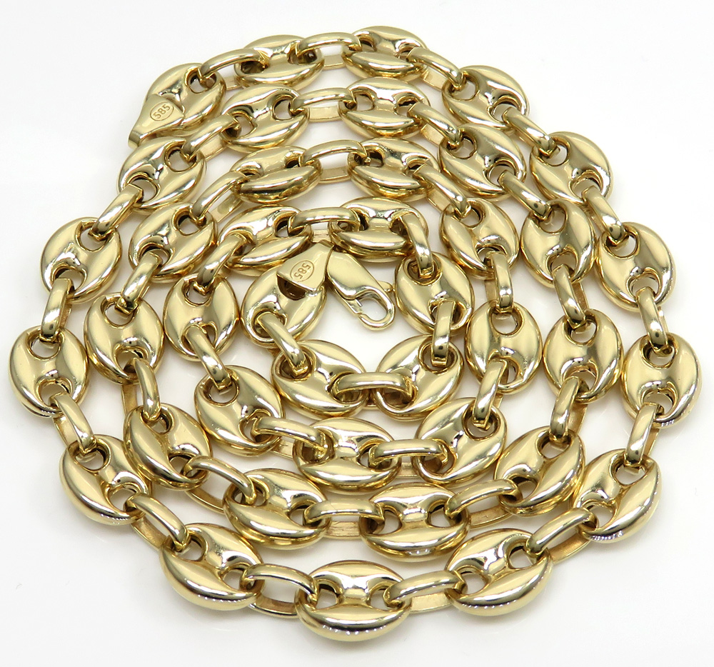 14k yellow gold gucci puff link chain 24 inches 8.00mm