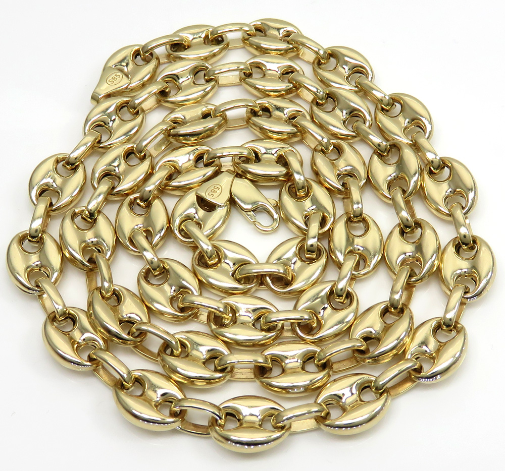 14k yellow gold gucci puff link chain 24 inches 8.00mm - Image 2