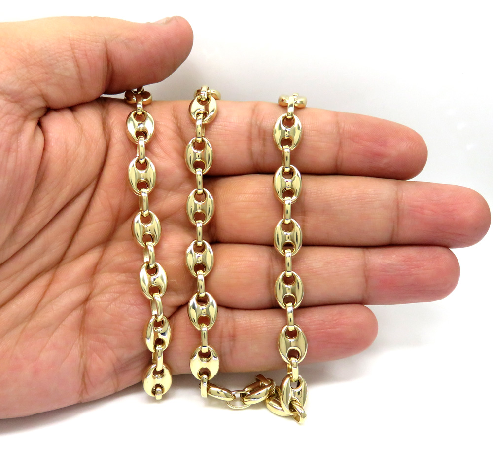 14k yellow gold gucci puff link chain 24 inches 8.00mm - Image 5