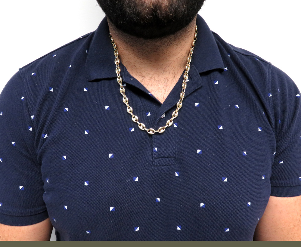 14k yellow gold gucci puff link chain 24 inches 8.00mm
