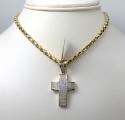 10k yellow gold 4 row diamond cross pendant 0.69ct