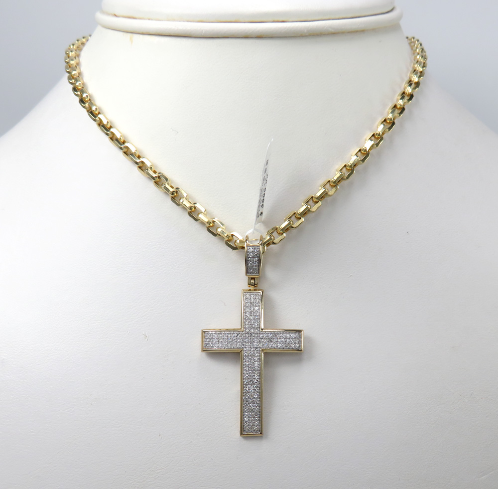 14k yellow or white gold 3 row diamond cross pendant 0.50ct - Image 6