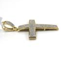 14k yellow or white gold 3 row diamond cross pendant 0.50ct