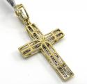 14k yellow or white gold 3 row diamond cross pendant 0.50ct