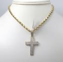14k yellow or white gold 3 row diamond cross pendant 0.50ct