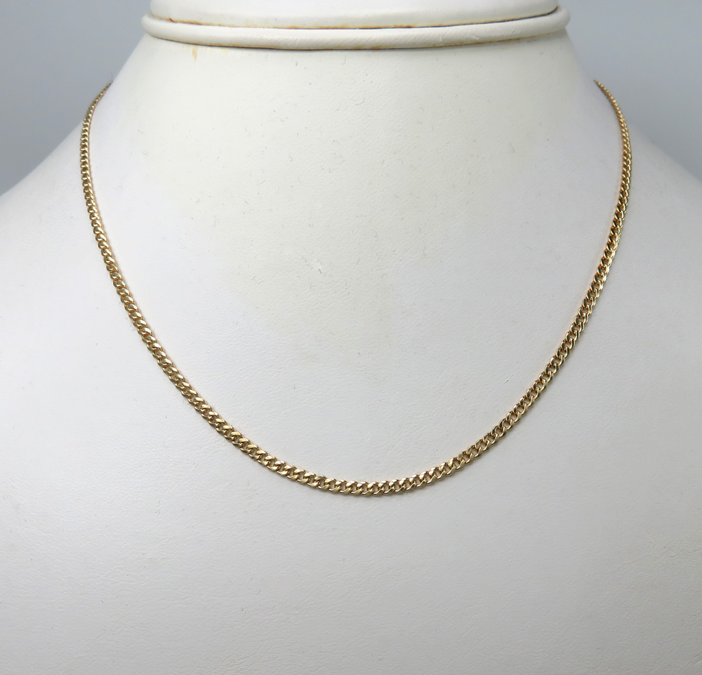 Buy 10k Yellow Gold Skinny Hollow Puffed Miami Chain 24 Inch 2.20 Mm ...