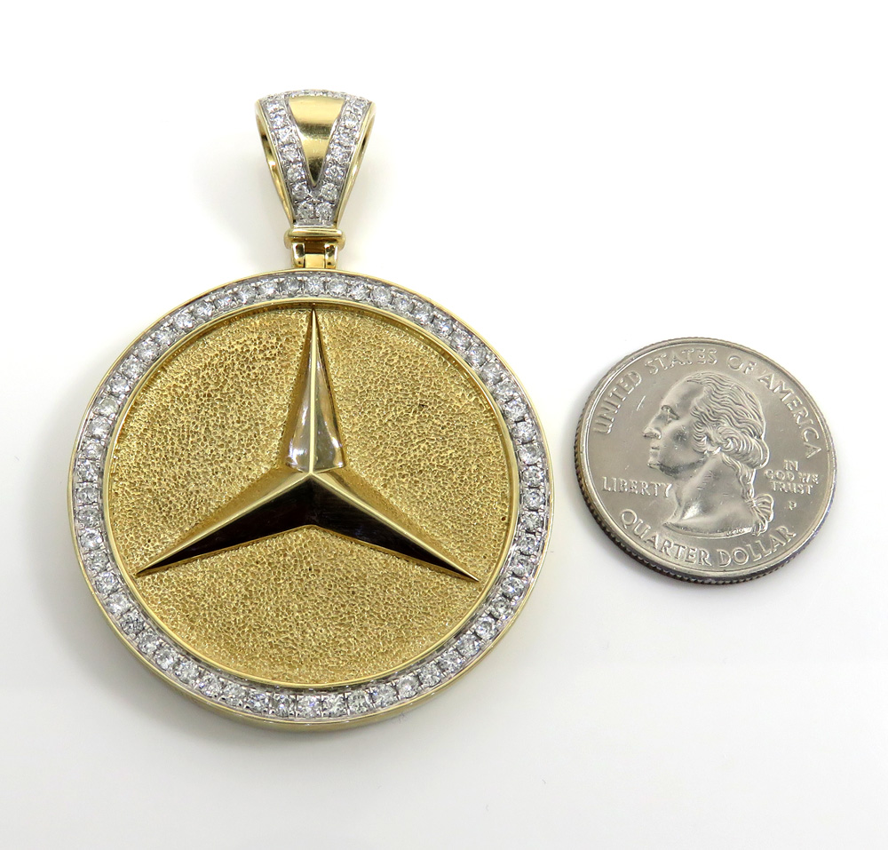 10k yellow gold large diamond star medallion pendant 2.02ct