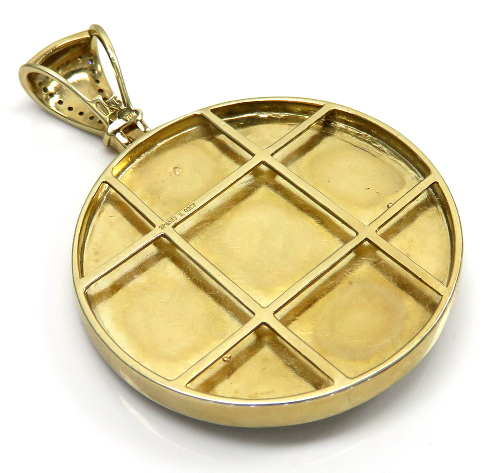 10k yellow gold large diamond star medallion pendant 2.02ct