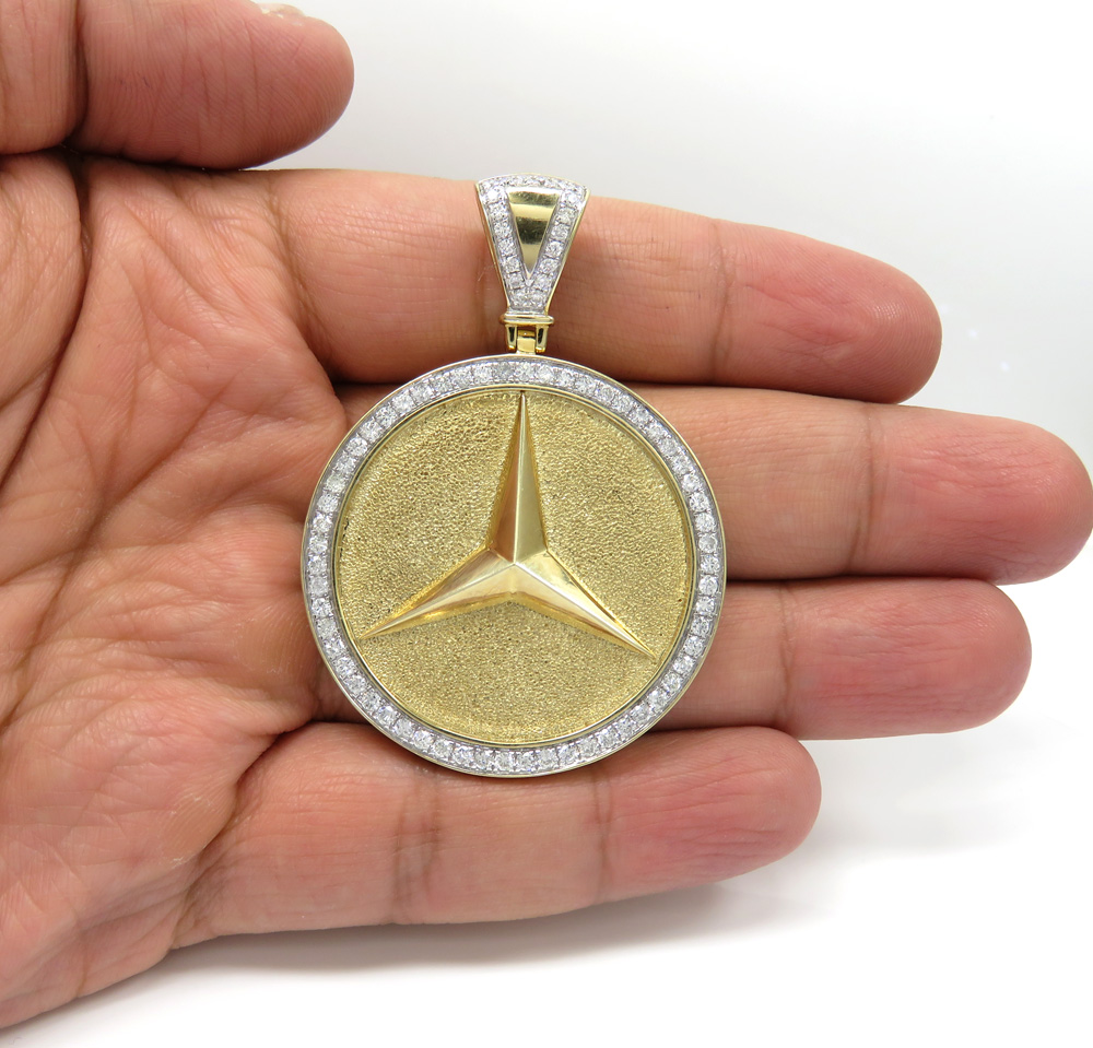 10k yellow gold large diamond star medallion pendant 2.02ct