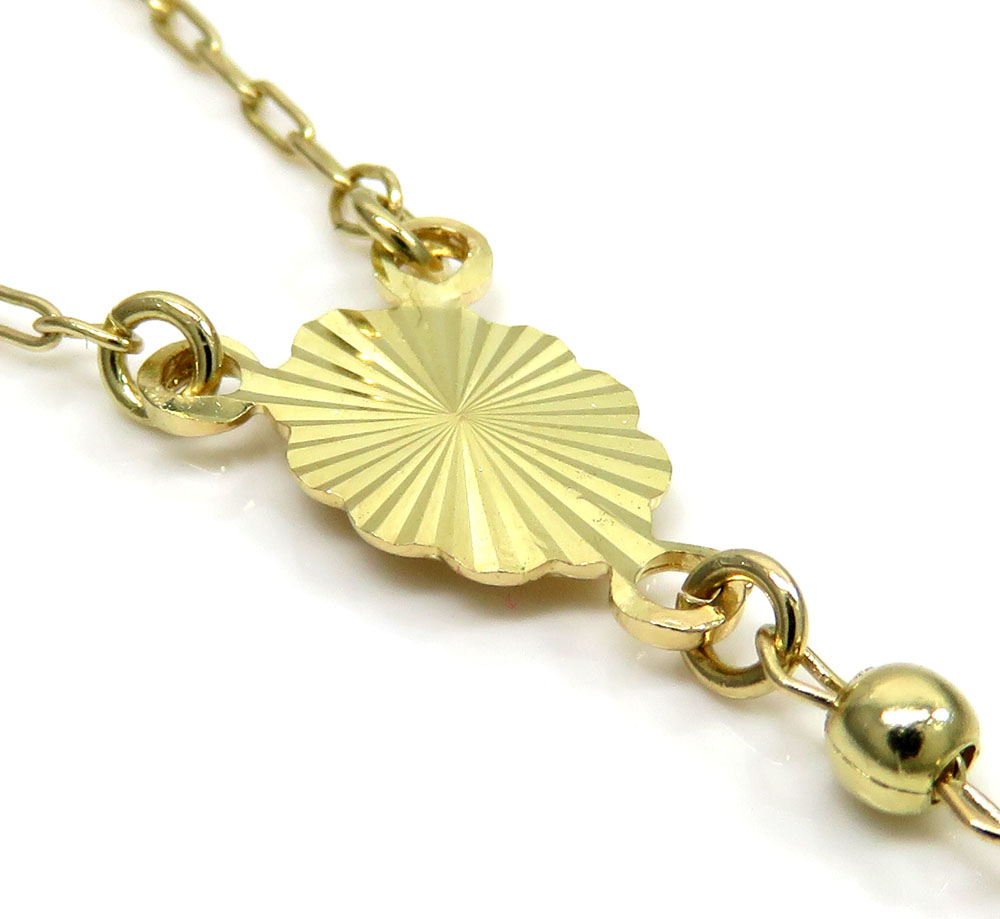 14k yellow gold smooth bead rosary chain 26 inch 3mm