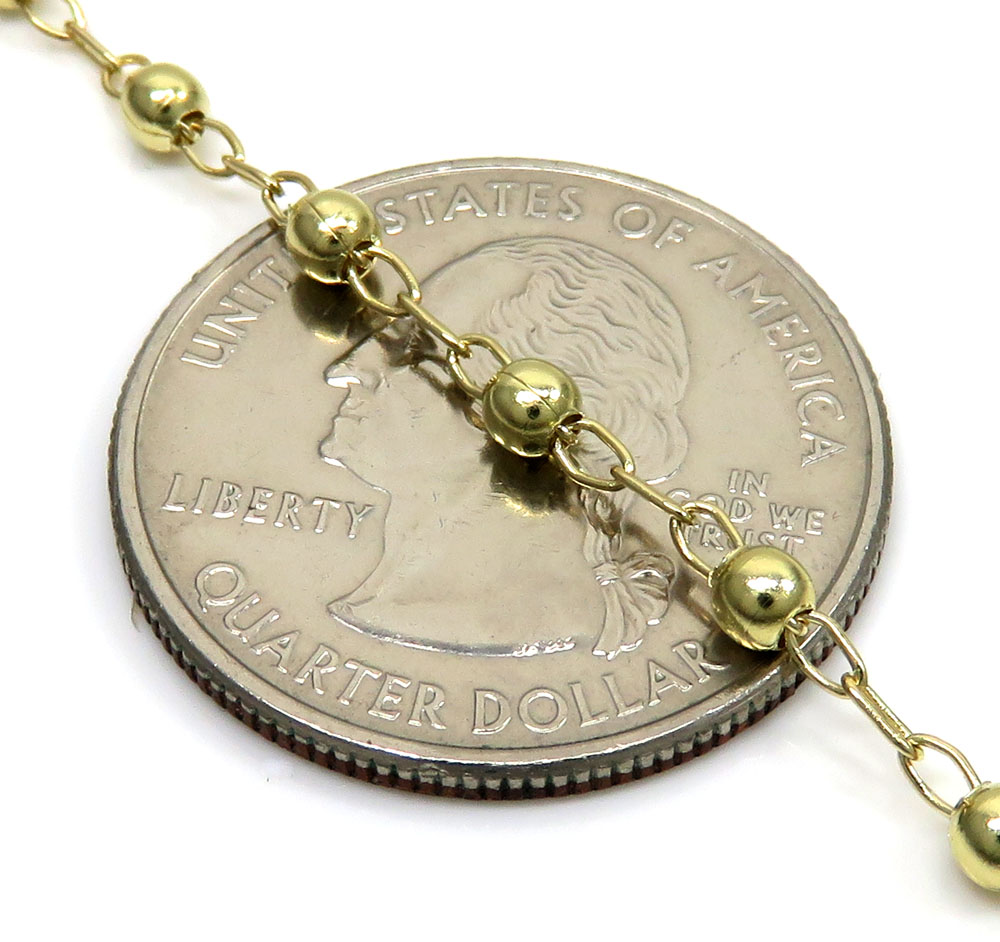 14k yellow gold smooth bead rosary chain 26 inch 3mm - Image 4